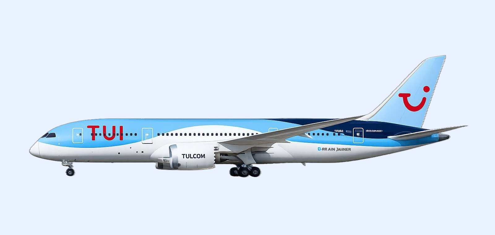 Ilustračné bočné zobrazenie lietadla Boeing 787-8 Dreamliner v livery TUI Airways